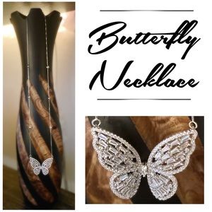 NWOT Bella Luce Simulated Diamond Sterling Silver 18” Sparkly Butterfly Necklace